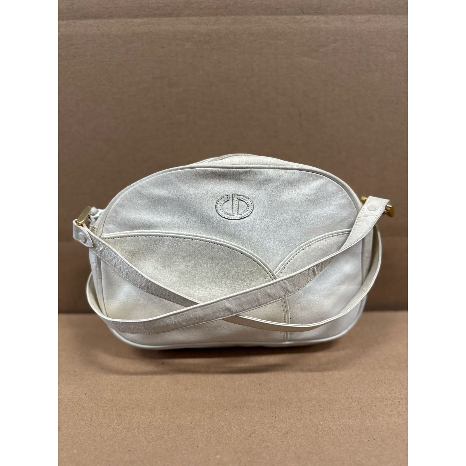 Vintage 70's 80's Christian Dior White Leather Shoulder Cross Body Bag